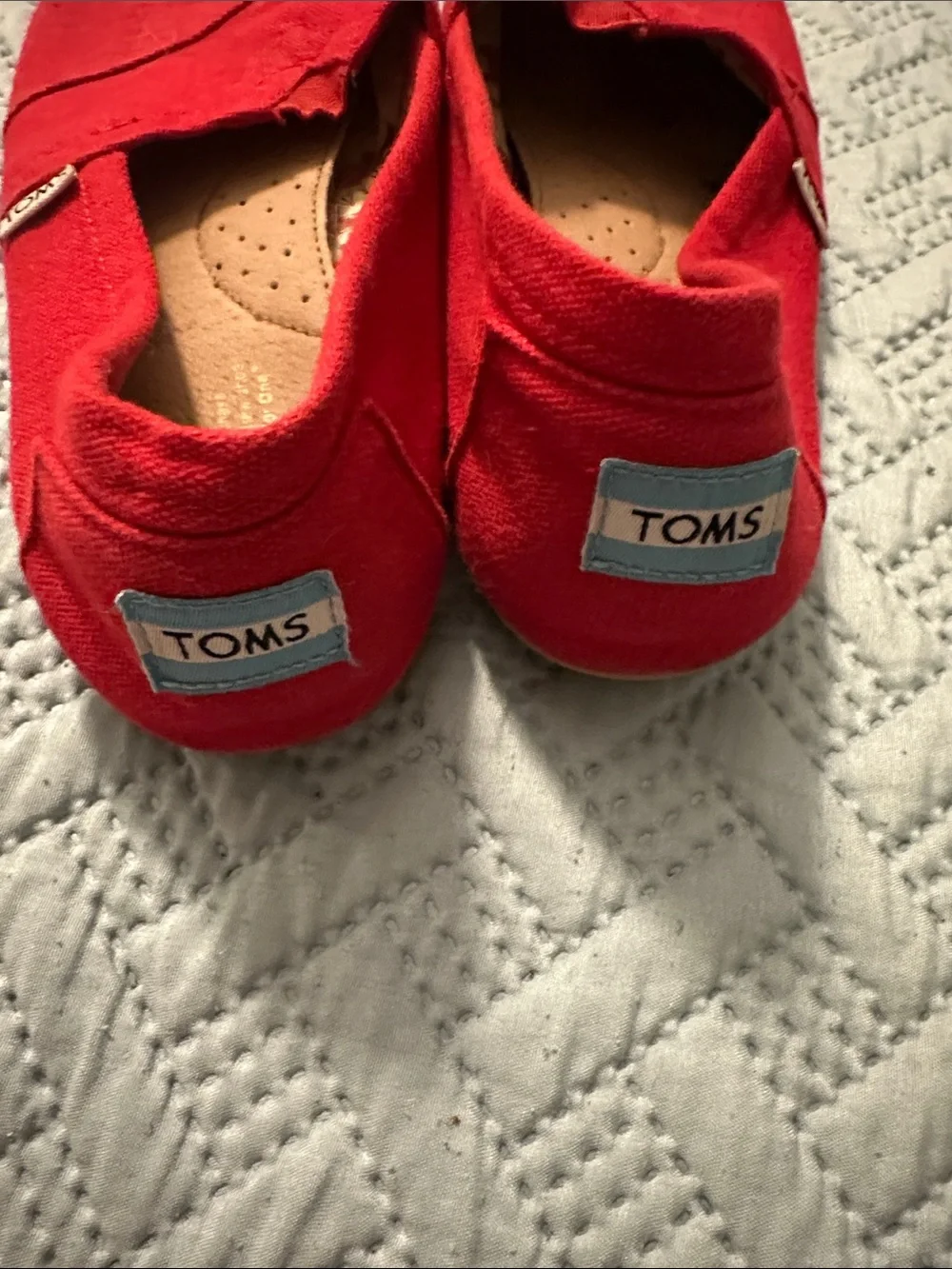Toms Red Canvas Slip-On Flats - Women's size 8.5